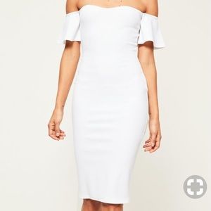 NWOT Missguided White Bardot Midi Dress